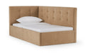 Eva Pro bed in Casanova Beige fabric, product photo on white background