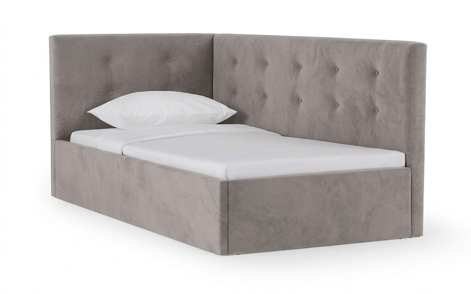 Eva Pro bed in Casanova Grey fabric, product photo on white background