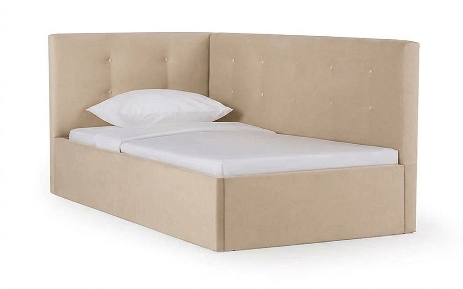 Eva Pro bed in Casanova Milk fabric, product photo on white background