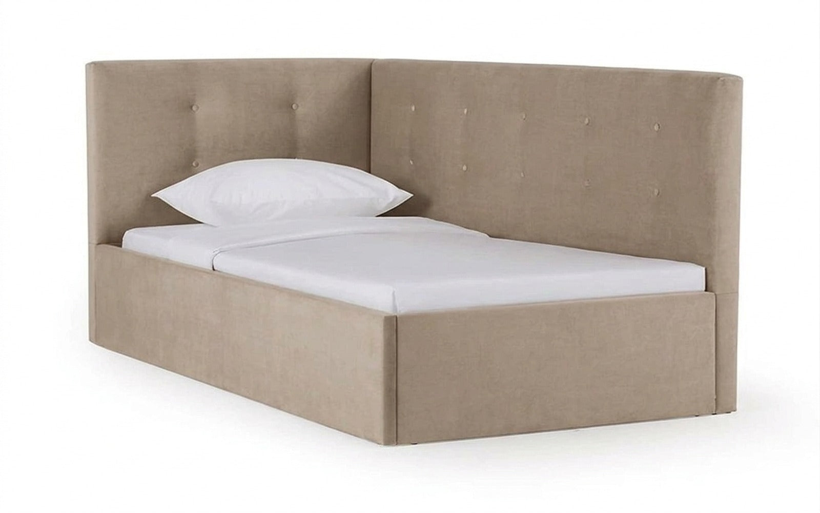 Eva Pro bed in Dumont 02 fabric, product photo on white background