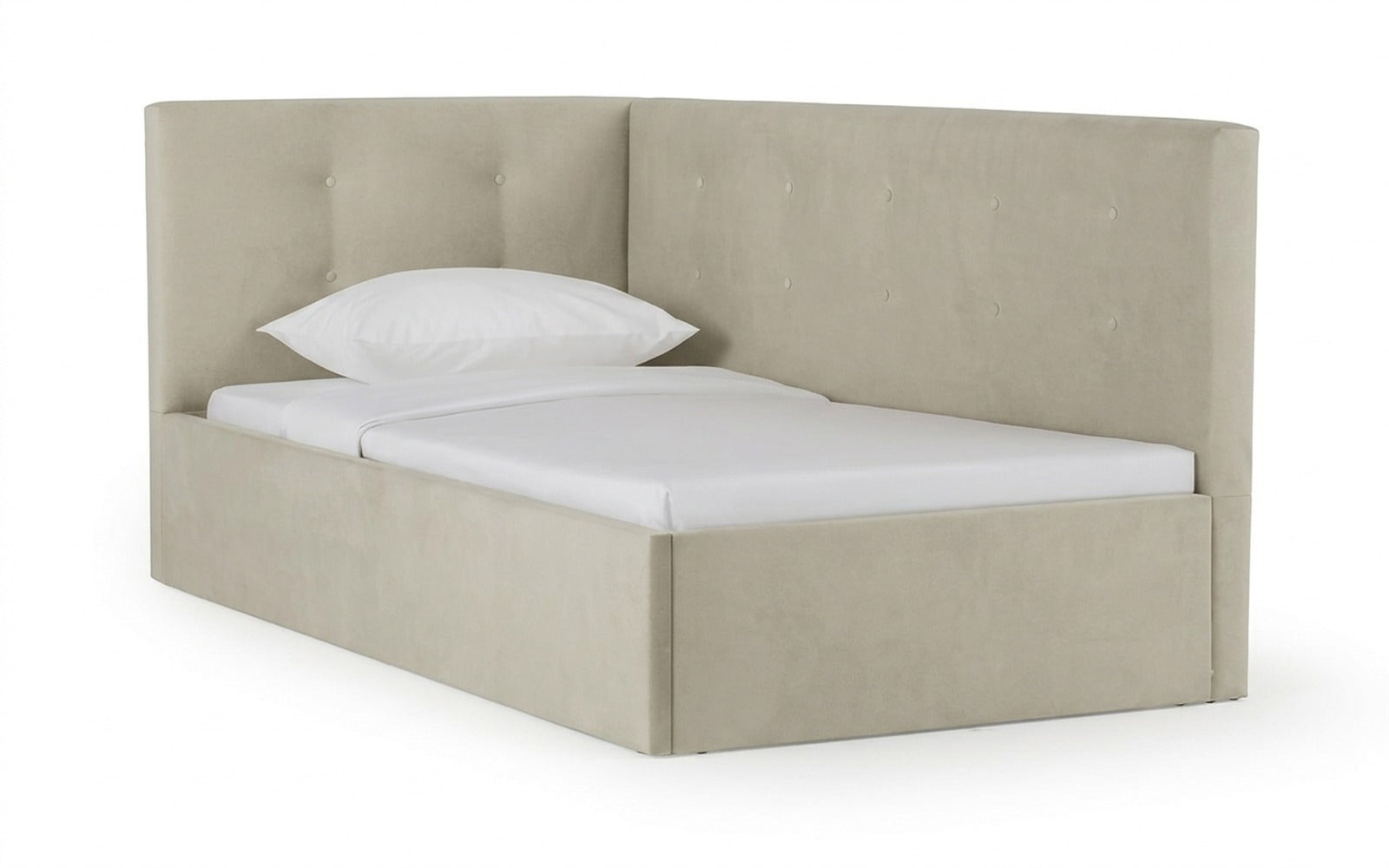 Eva Pro bed in Sky Velvet 03 fabric, product photo on white background