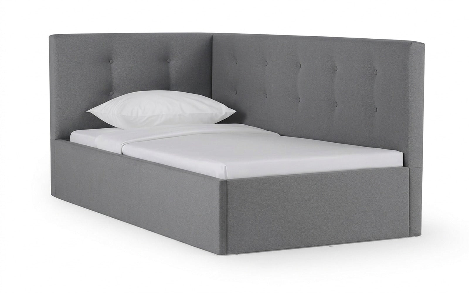 Eva Pro bed in Sky Velvet 08 fabric, product photo on white background