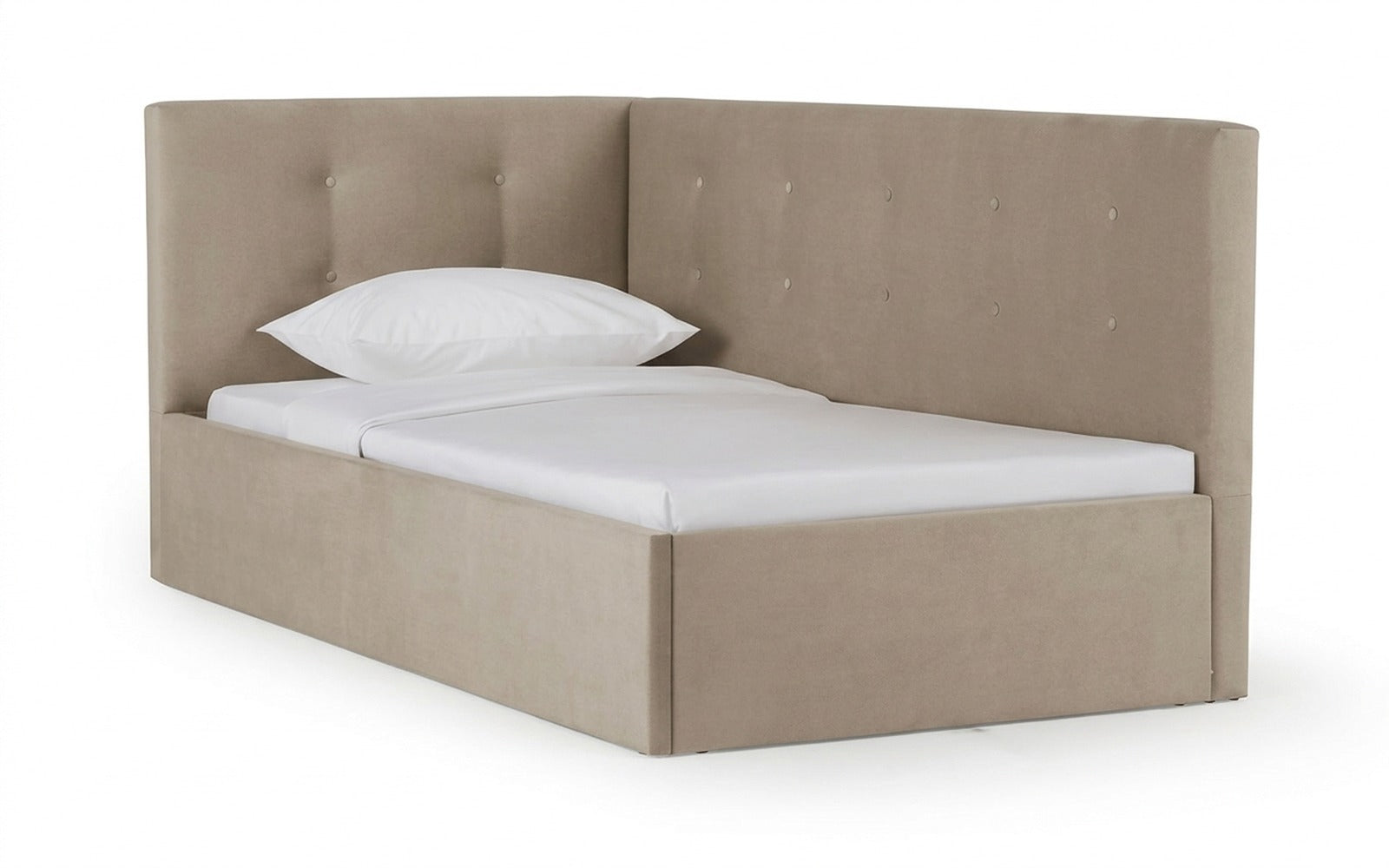 Eva Pro bed in Sky Velvet 21 fabric, product photo on white background