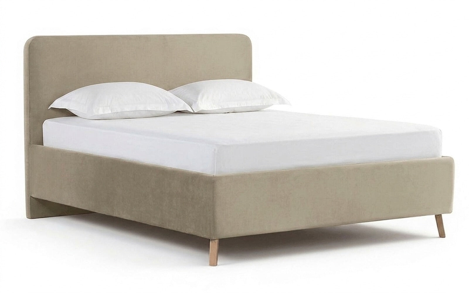 Extra Nova bed + Mattress Classic Brilliant Duoin Sky Velvet 03 fabric, product photo on white background