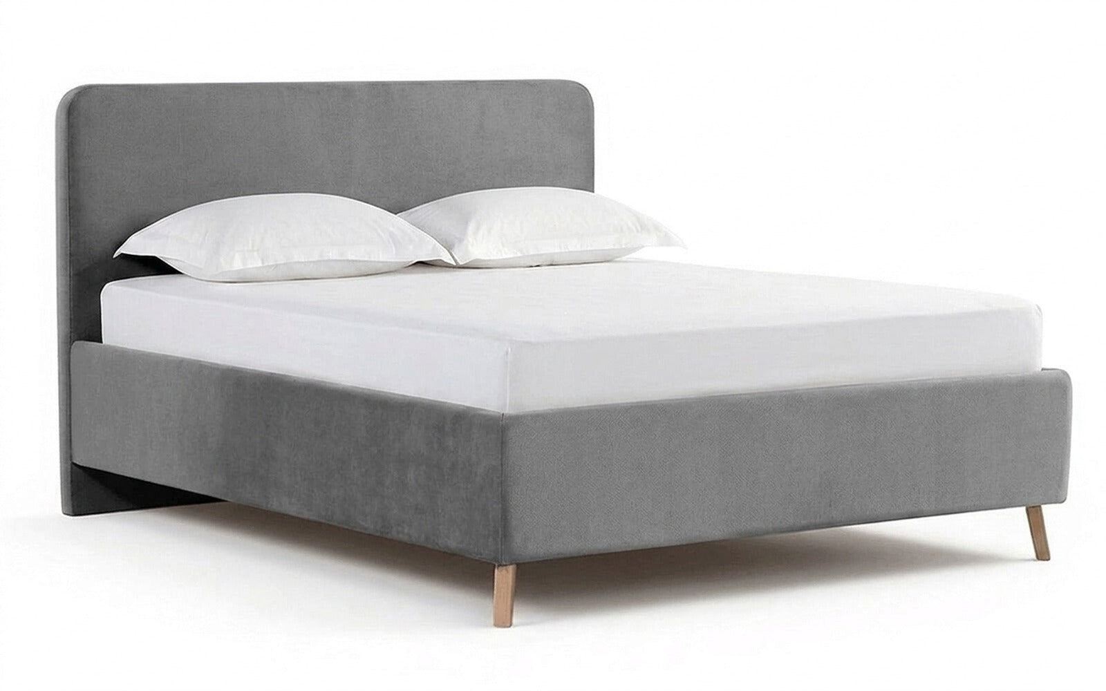 Extra Nova bed + Mattress Classic Brilliant Duoin Sky Velvet 08 fabric, product photo on white background
