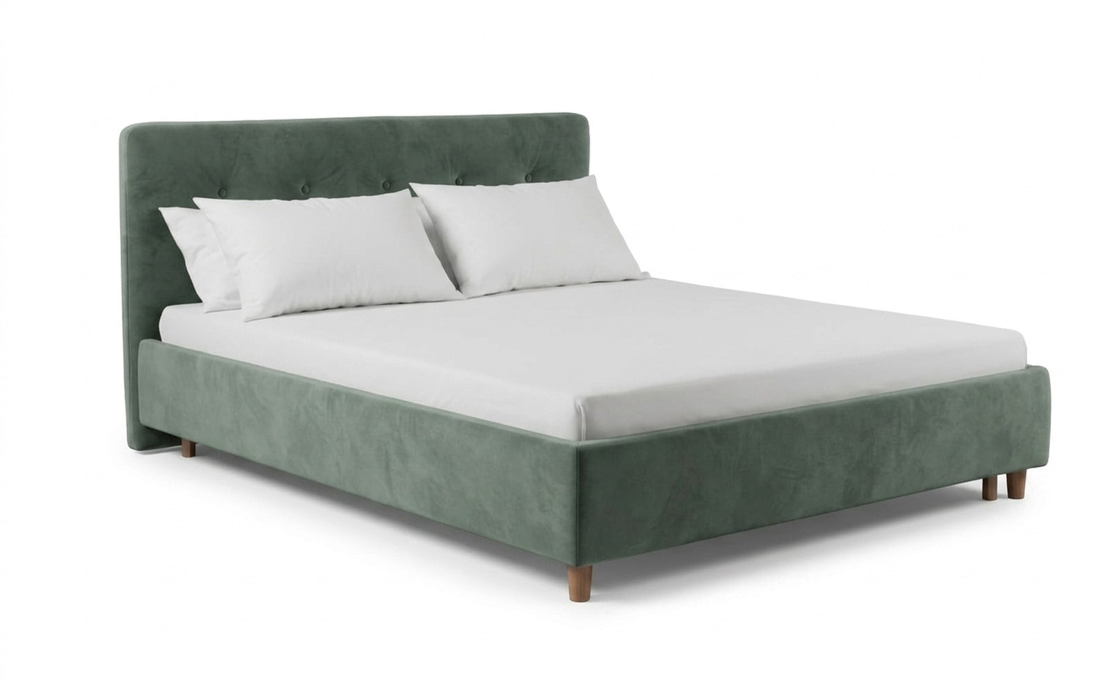 Favorit bed in Casanova Celadon fabric, product photo on white background