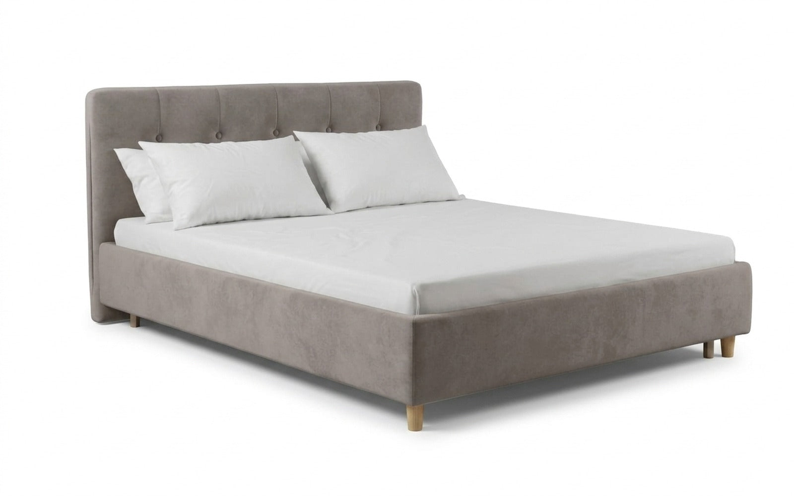 Favorit bed in Casanova Grey fabric, product photo on white background