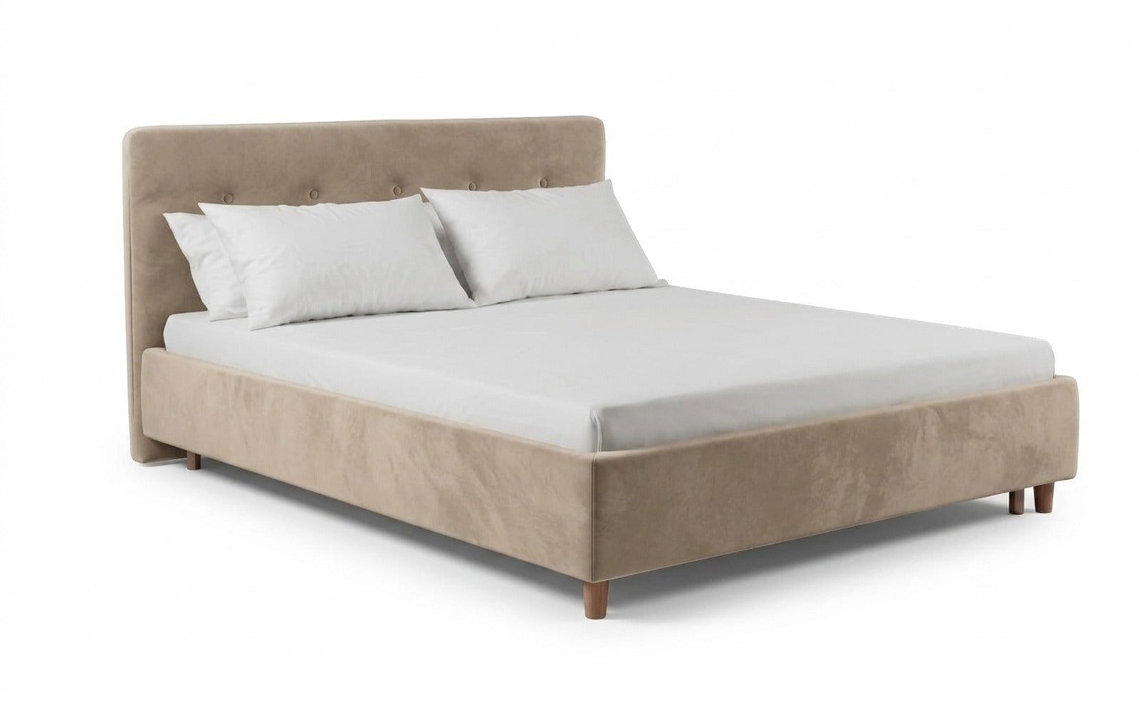 Favorit bed in Casanova Milk fabric, product photo on white background