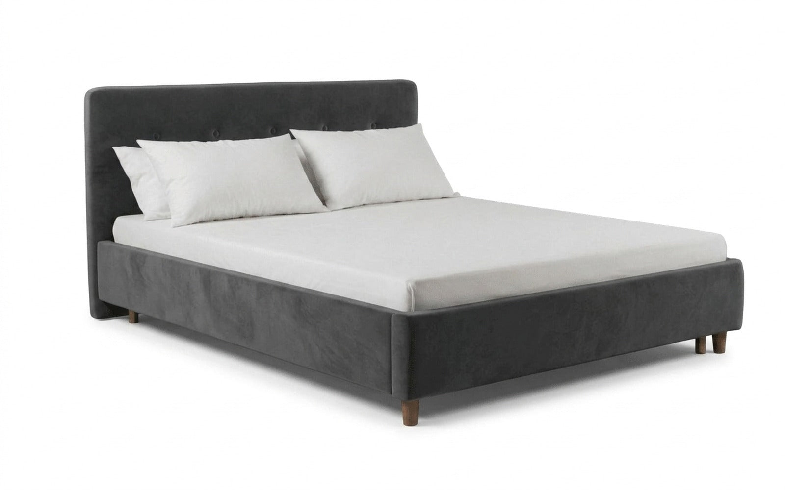 Favorit bed in Sky Velvet 16 fabric, product photo on white background