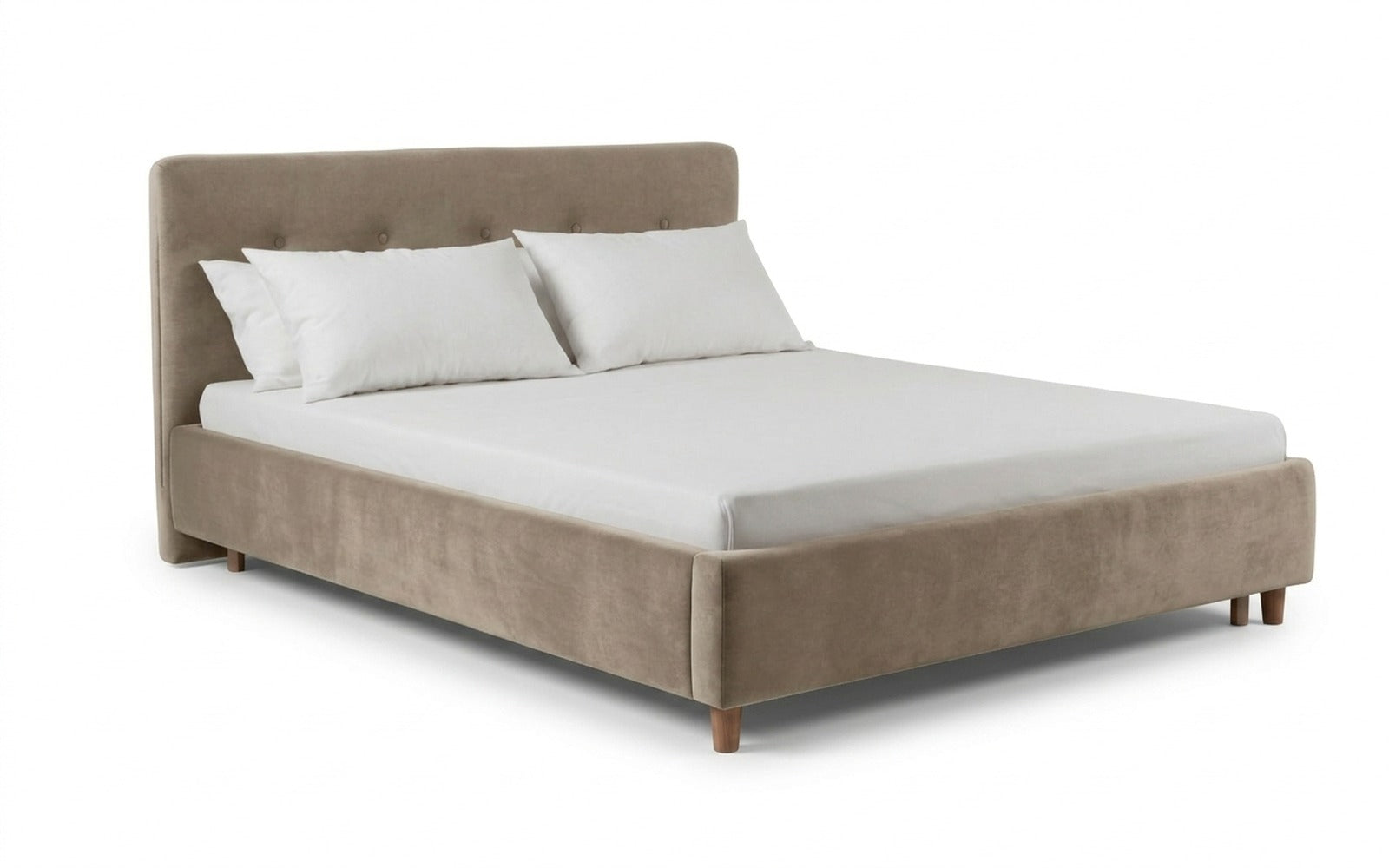 Favorit bed in Sky Velvet 21 fabric, product photo on white background