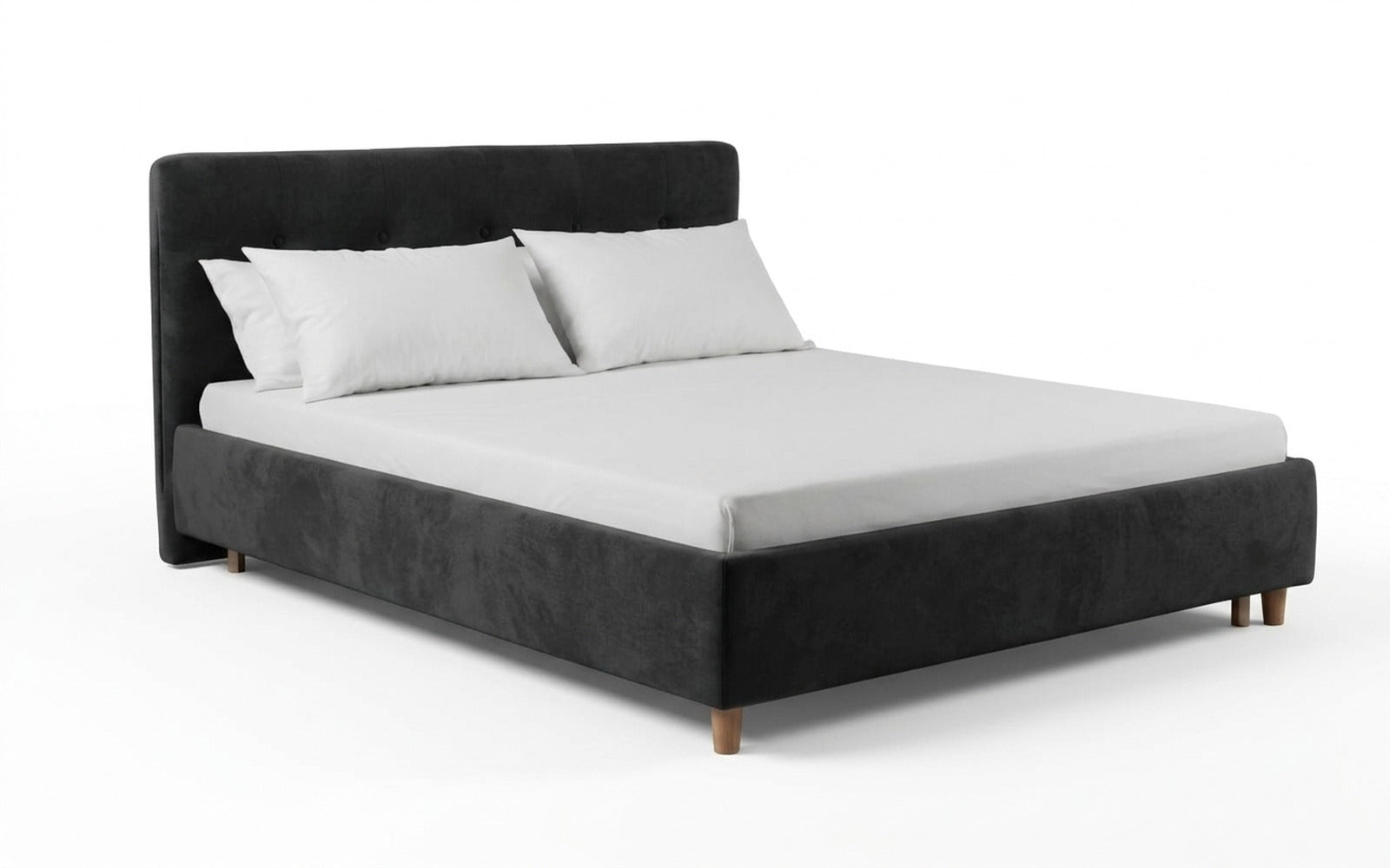 Favorit bed in Sky Velvet 38 fabric, product photo on white background