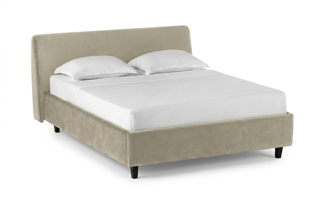 Friza Nova bed in Sky Velvet 03 fabric, product photo on white background
