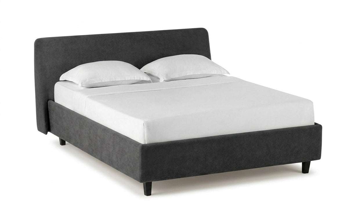 Friza Nova bed in Sky Velvet 38 fabric, product photo on white background