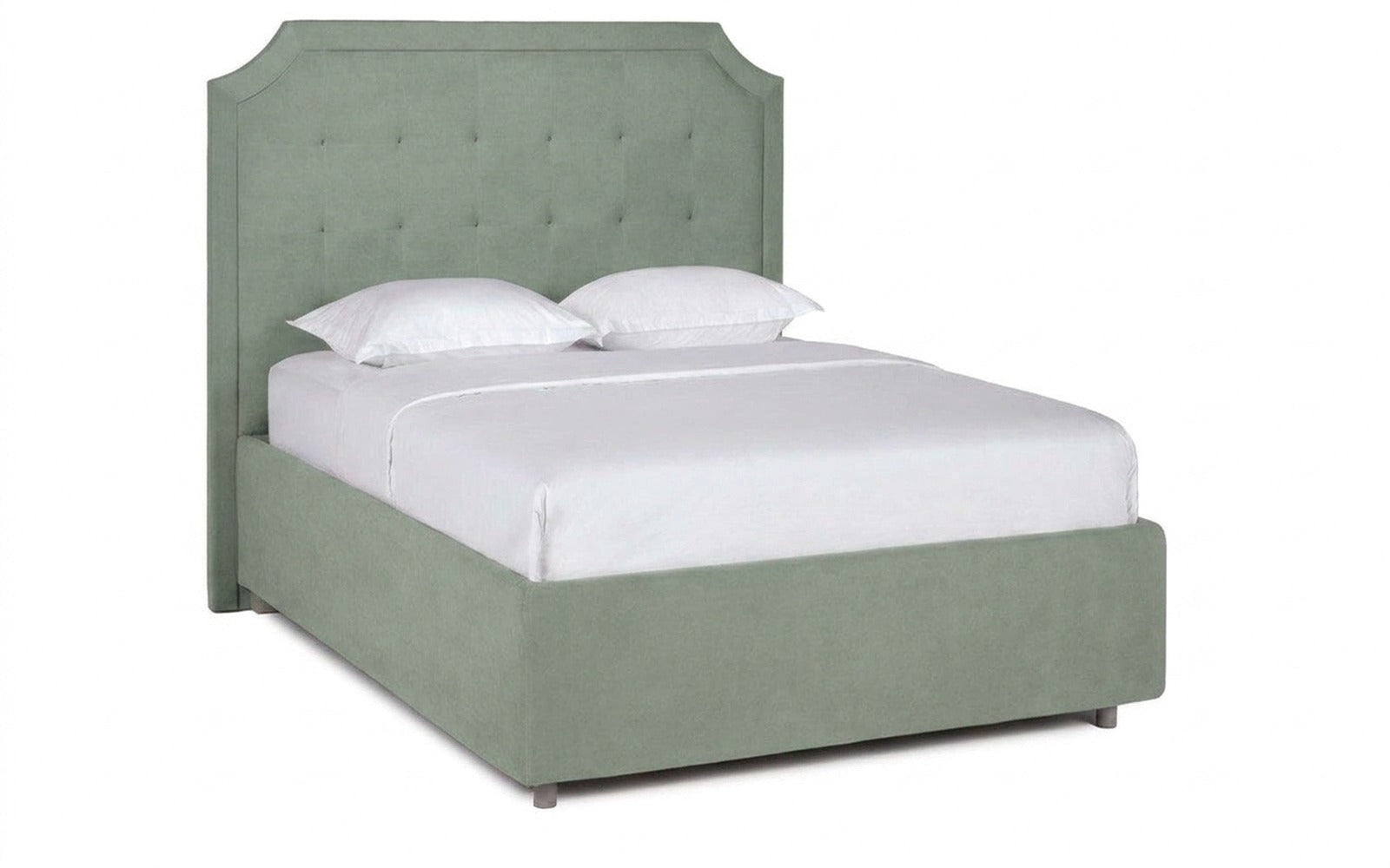 Gracia bed in Casanova Celadon fabric, product photo on white background