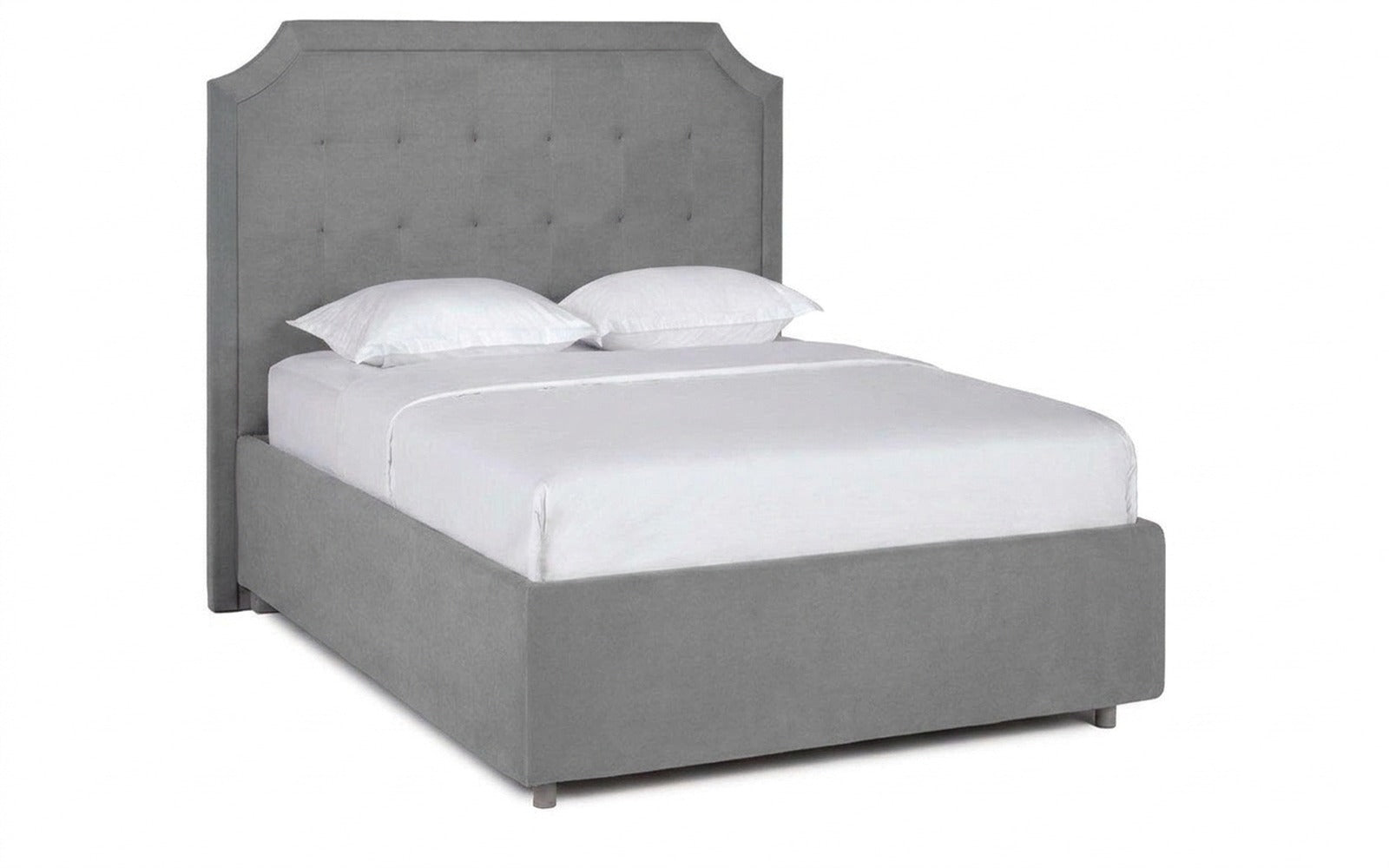 Gracia bed in Sky Velvet 08 fabric, product photo on white background