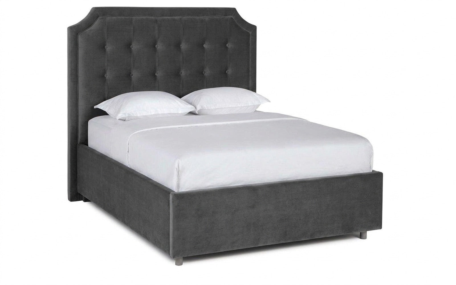 Gracia bed in Sky Velvet 16 fabric, product photo on white background