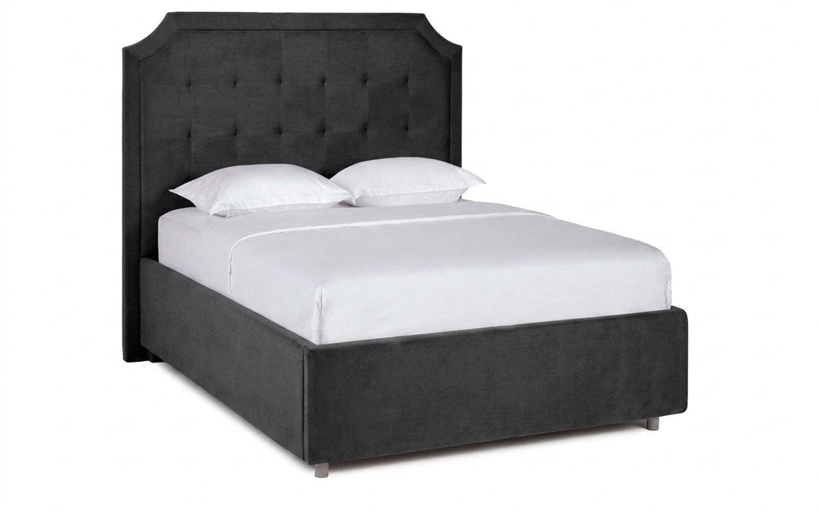 Gracia bed in Sky Velvet 38 fabric, product photo on white background
