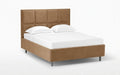 Linea Nova bed in Casanova Beige fabric, product photo on white background