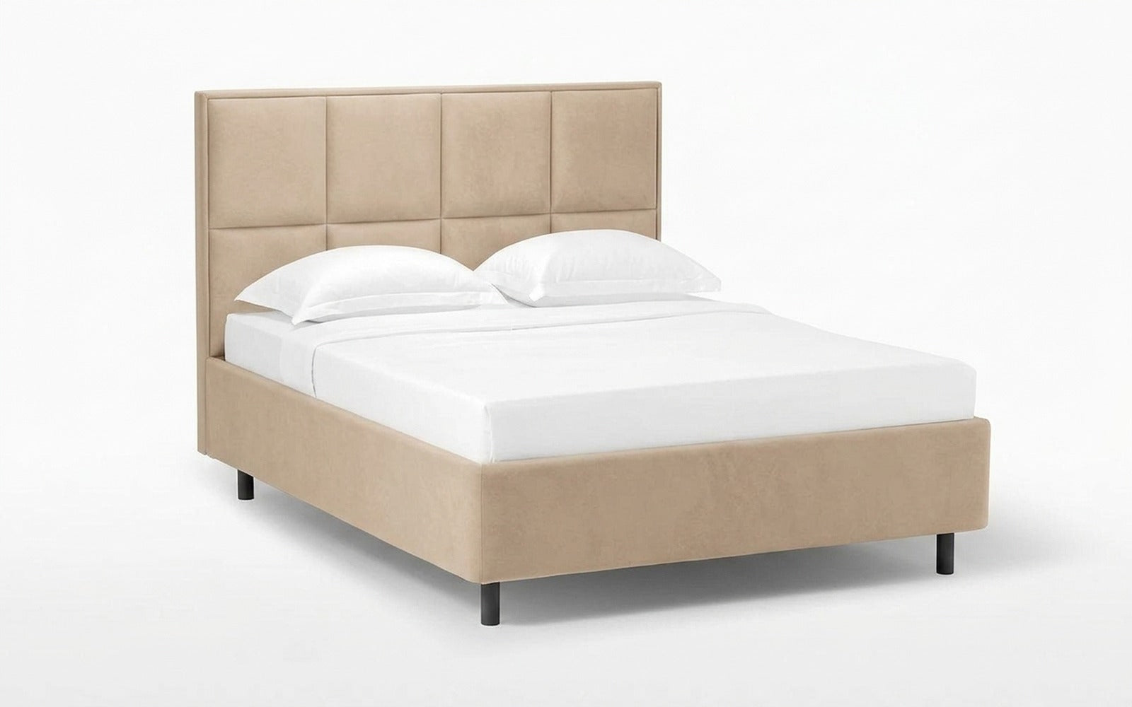 Linea Nova bed in Casanova Milk fabric, product photo on white background