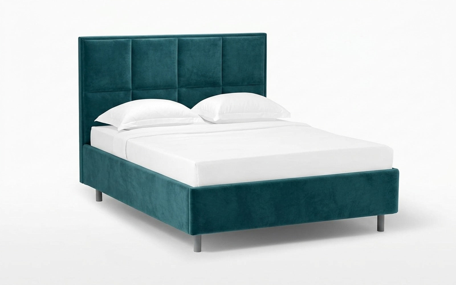 Linea Nova bed in Casanova Seawave fabric, product photo on white background