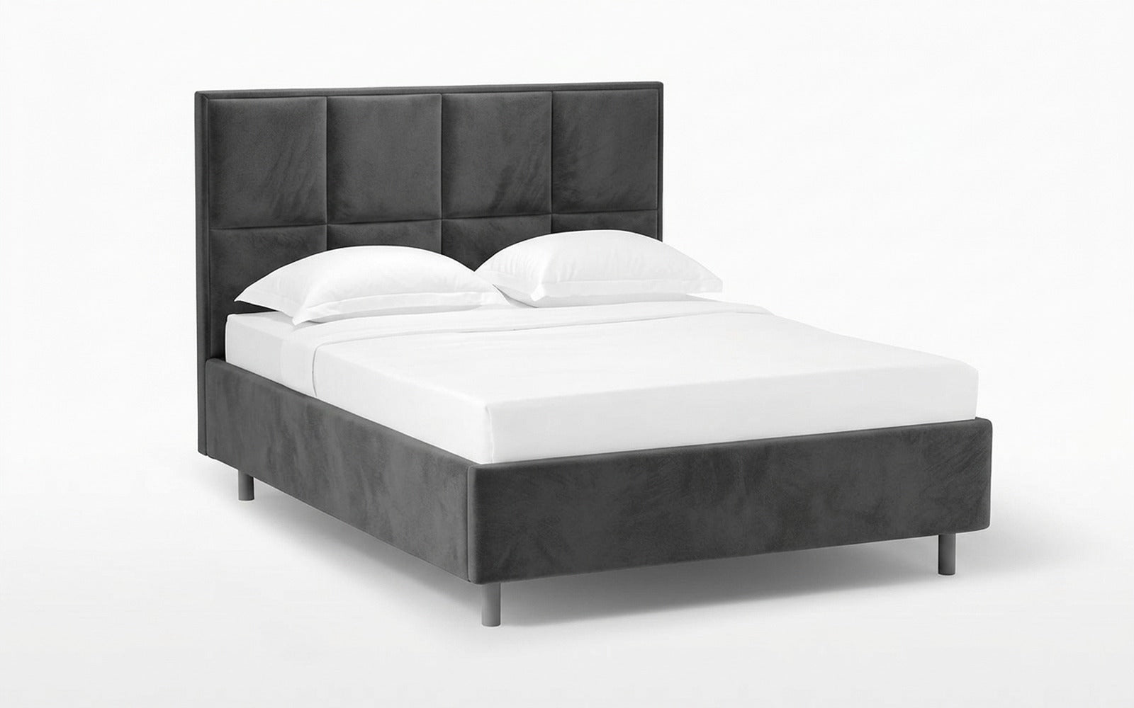 Linea Nova bed in Shammy Frosty fabric, product photo on white background
