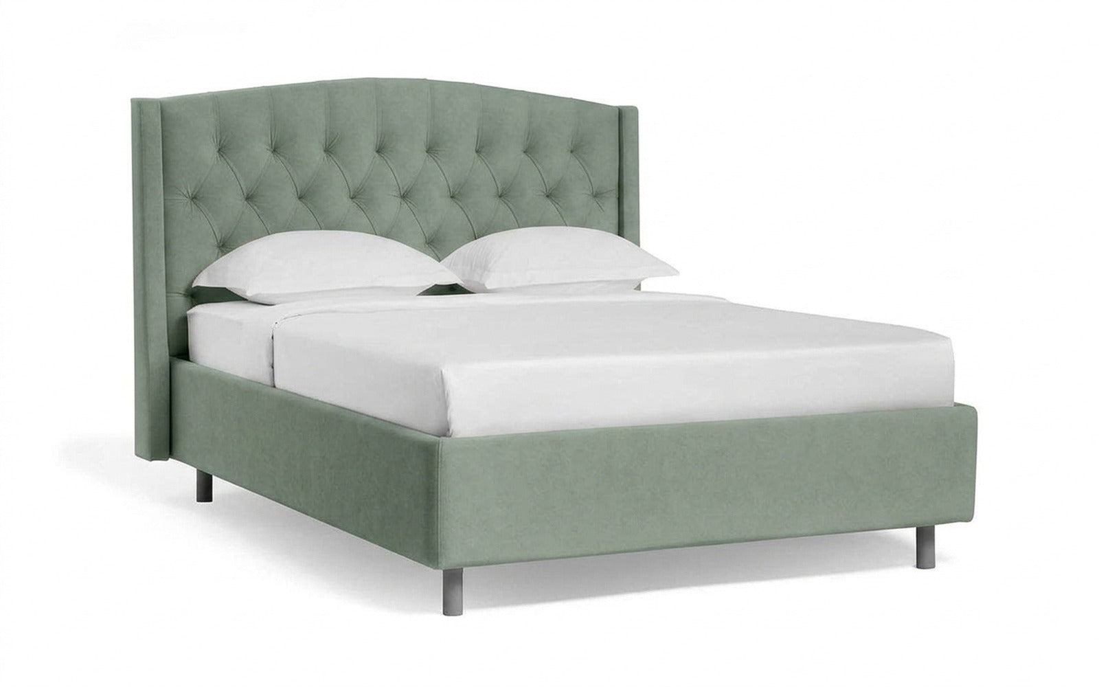 Margot Nova bed in Casanova Celadon fabric, product photo on white background