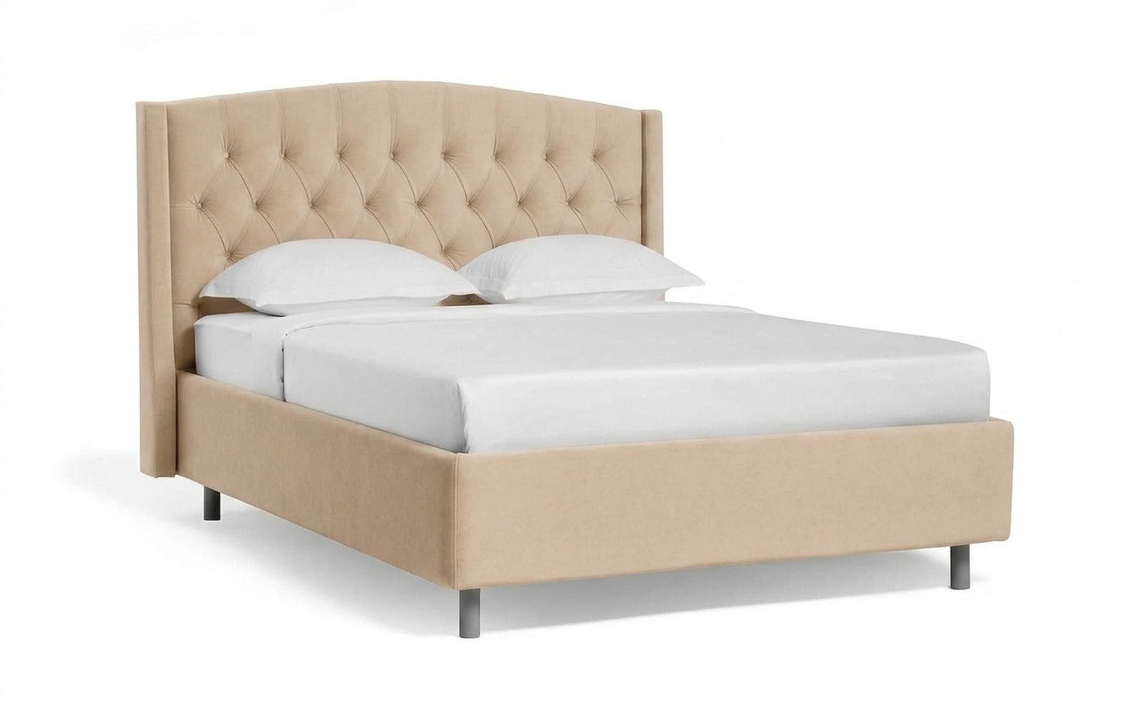 Margot Nova bed in Casanova Milk fabric, product photo on white background