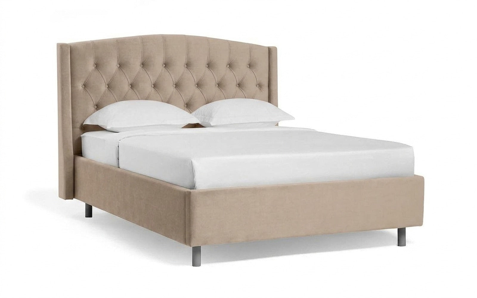 Margot Nova bed in Dumont 02 fabric, product photo on white background