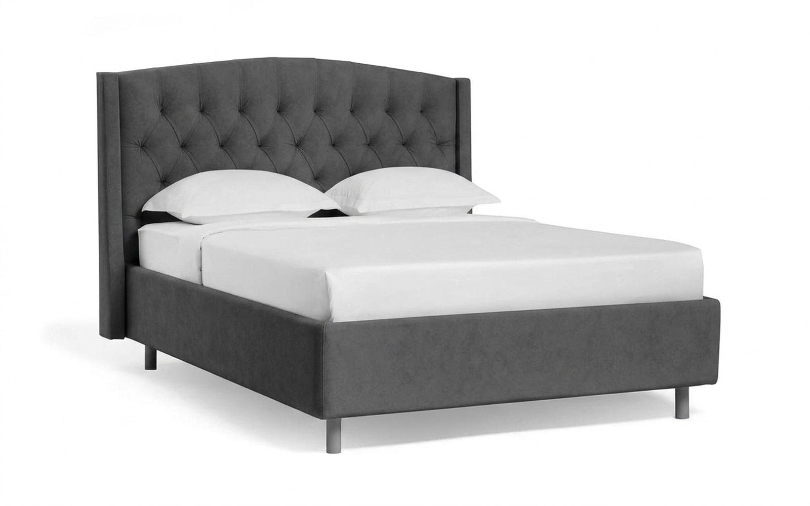 Margot Nova bed in Shammy Frosty fabric, product photo on white background