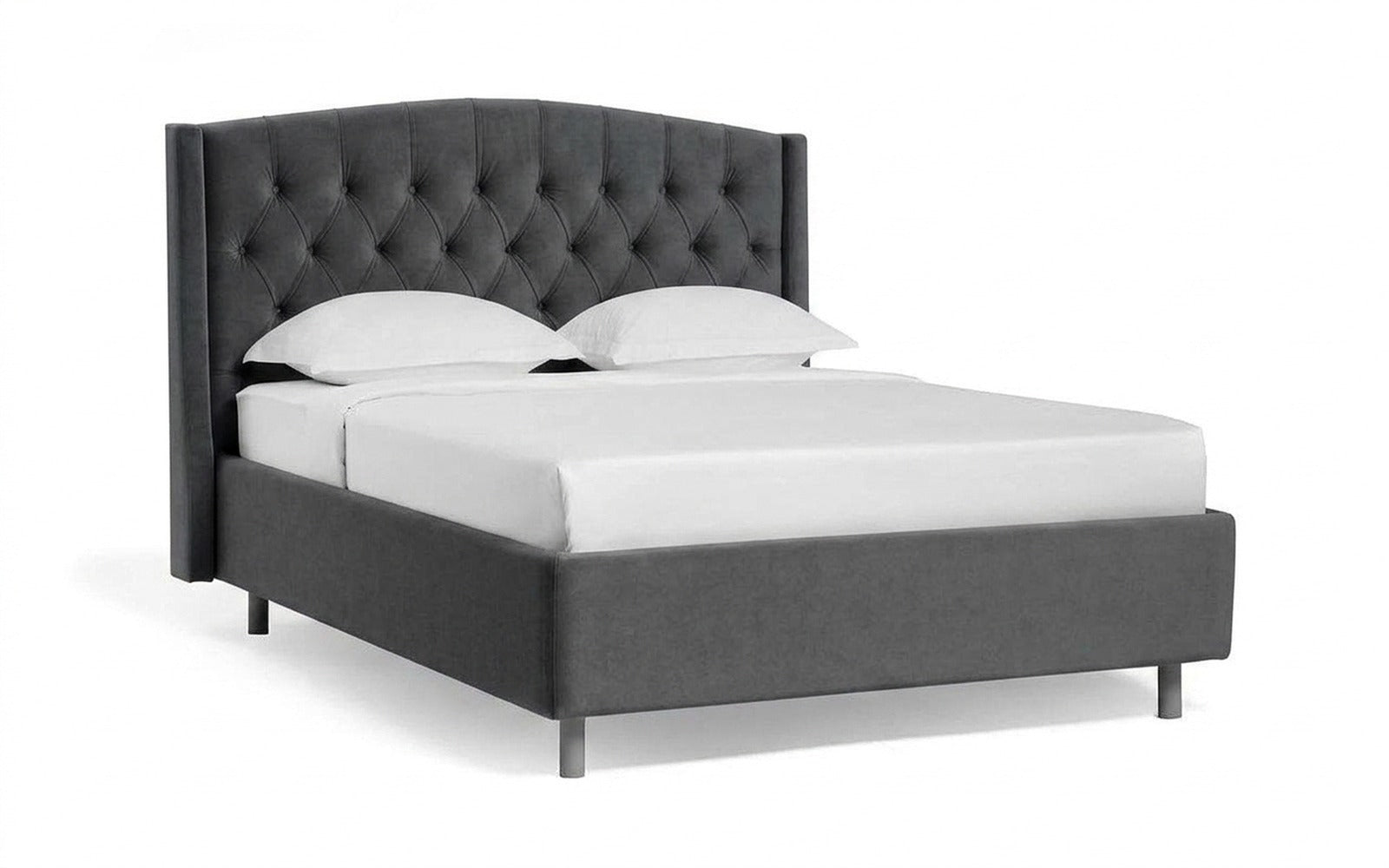 Margot Nova bed in Sky Velvet 16 fabric, product photo on white background