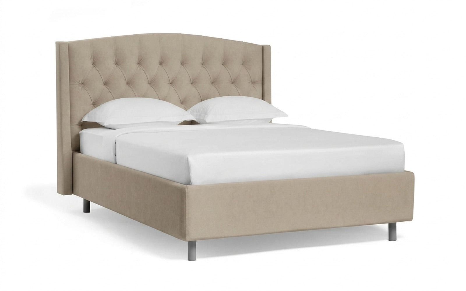 Margot Nova bed in Sky Velvet 21 fabric, product photo on white background
