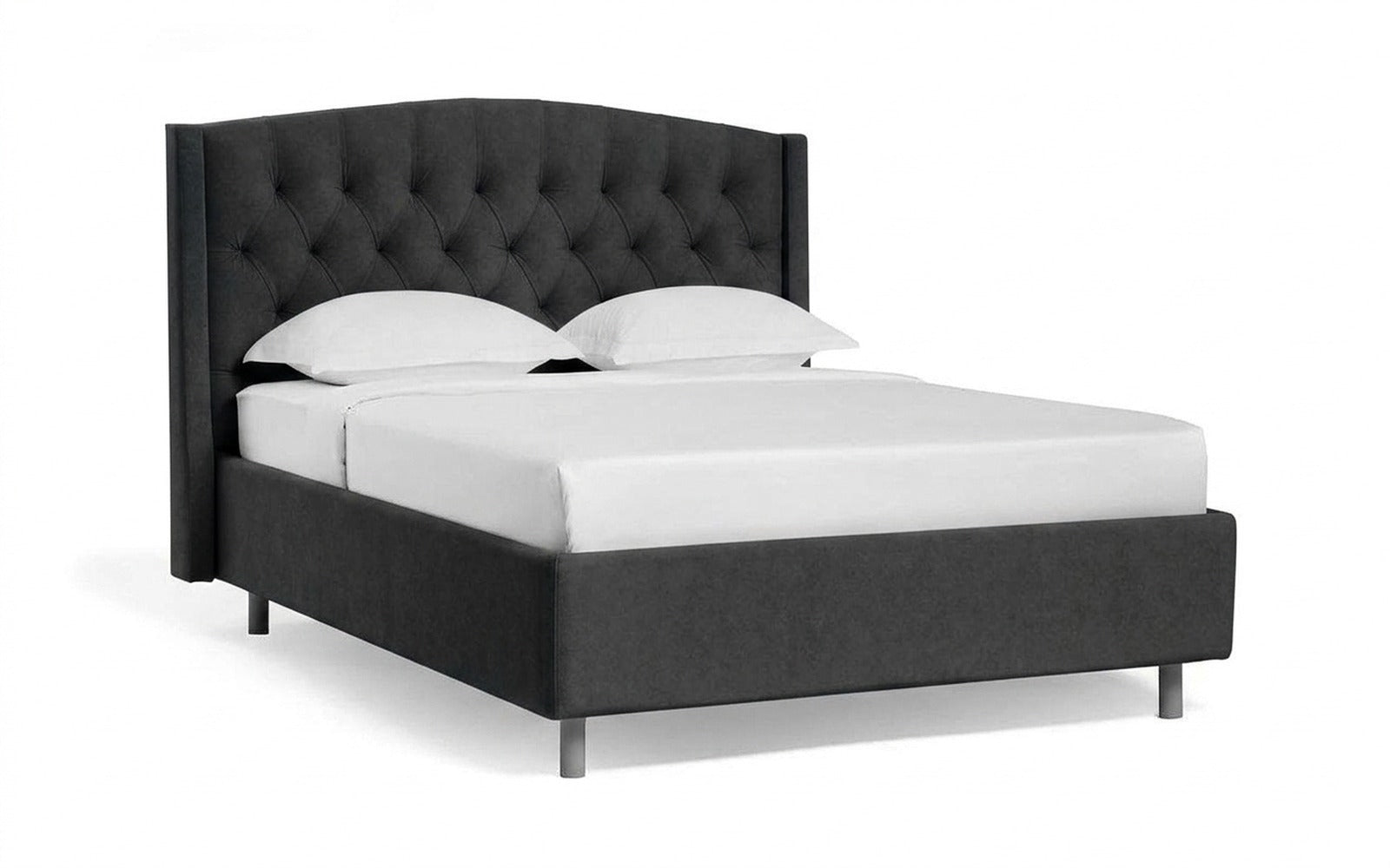 Margot Nova bed in Sky Velvet 38 fabric, product photo on white background