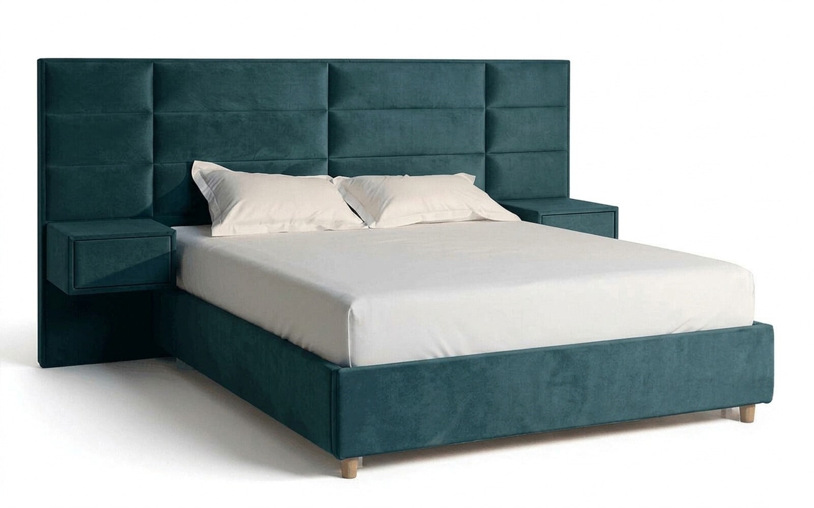 Marselo bed in Casanova Seawave fabric, product photo on white background
