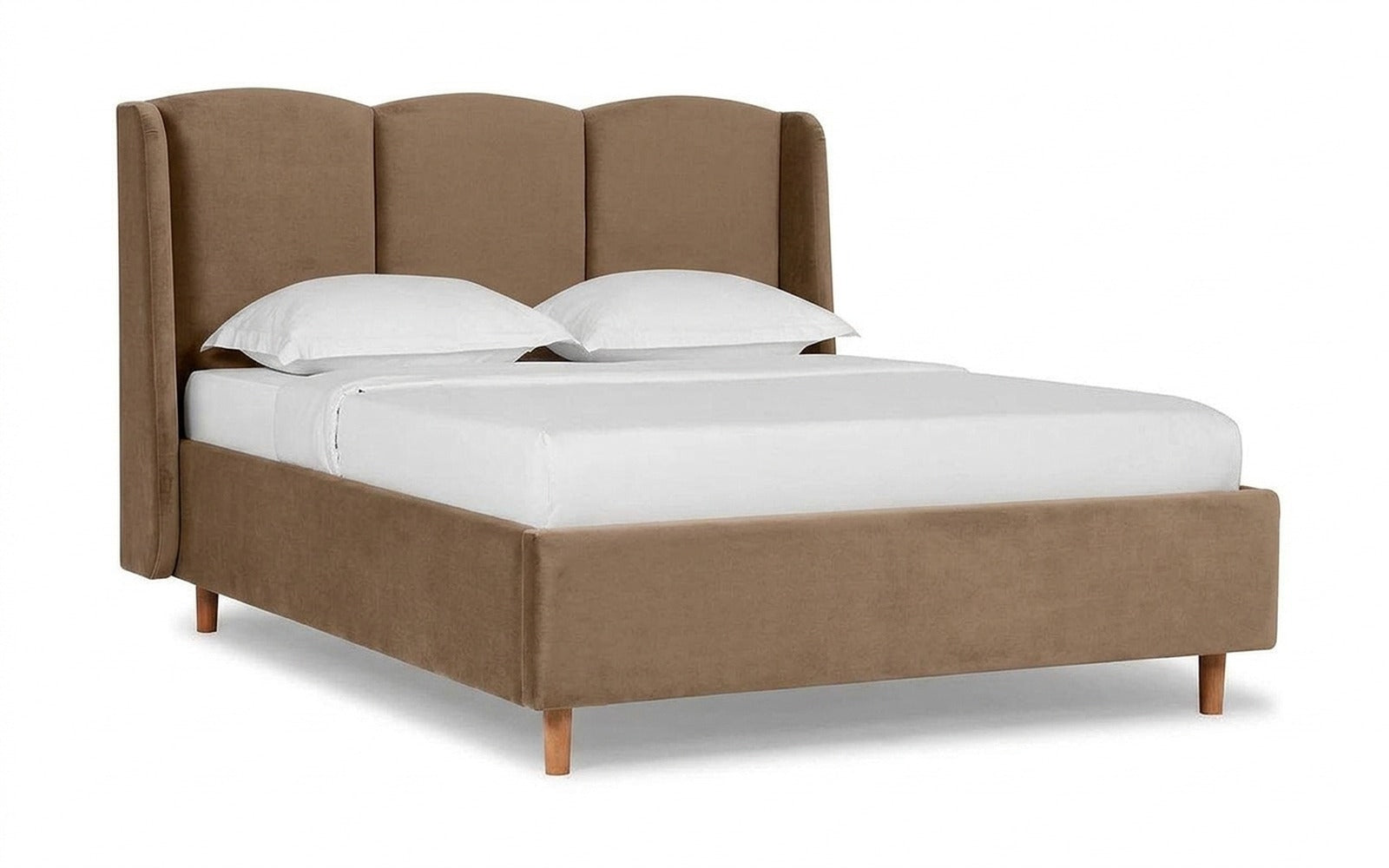 Milora Nova bed in Casanova Beige fabric, product photo on white background