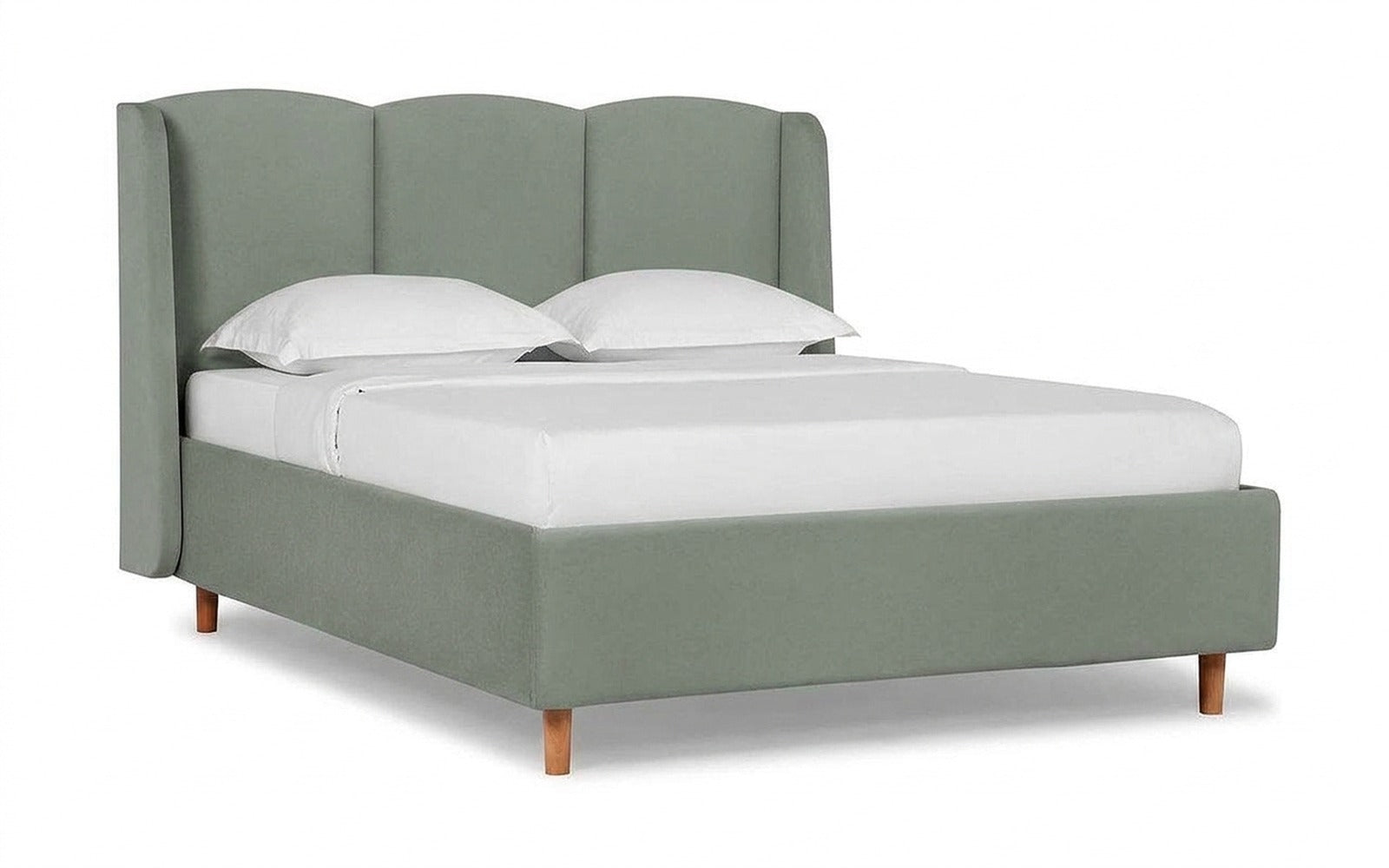 Milora Nova bed in Casanova Celadon fabric, product photo on white background