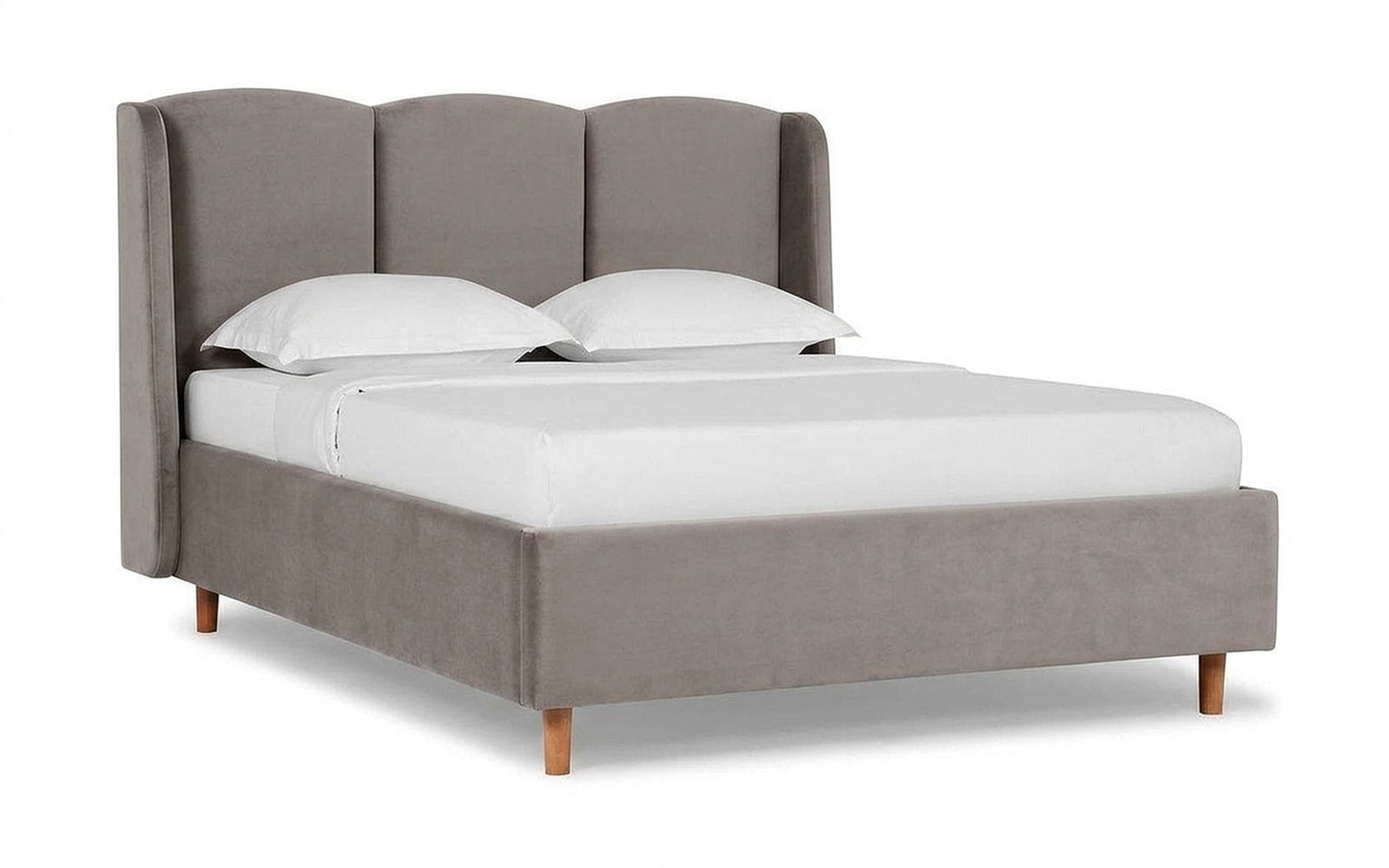 Milora Nova bed in Casanova Grey fabric, product photo on white background