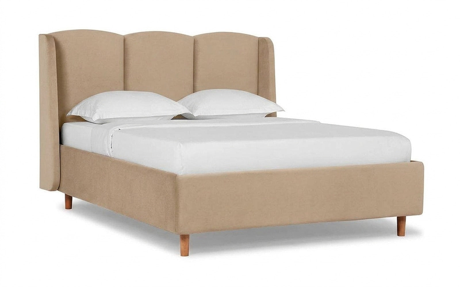 Milora Nova bed in Casanova Milk fabric, product photo on white background
