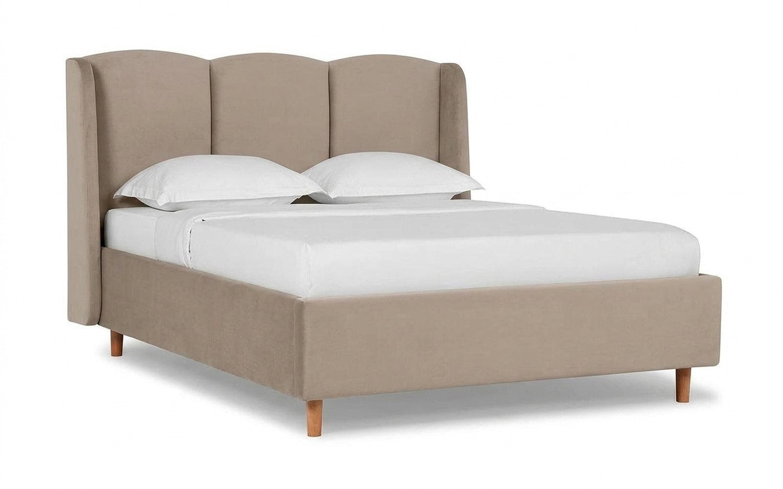 Milora Nova bed in Dumont 02 fabric, product photo on white background