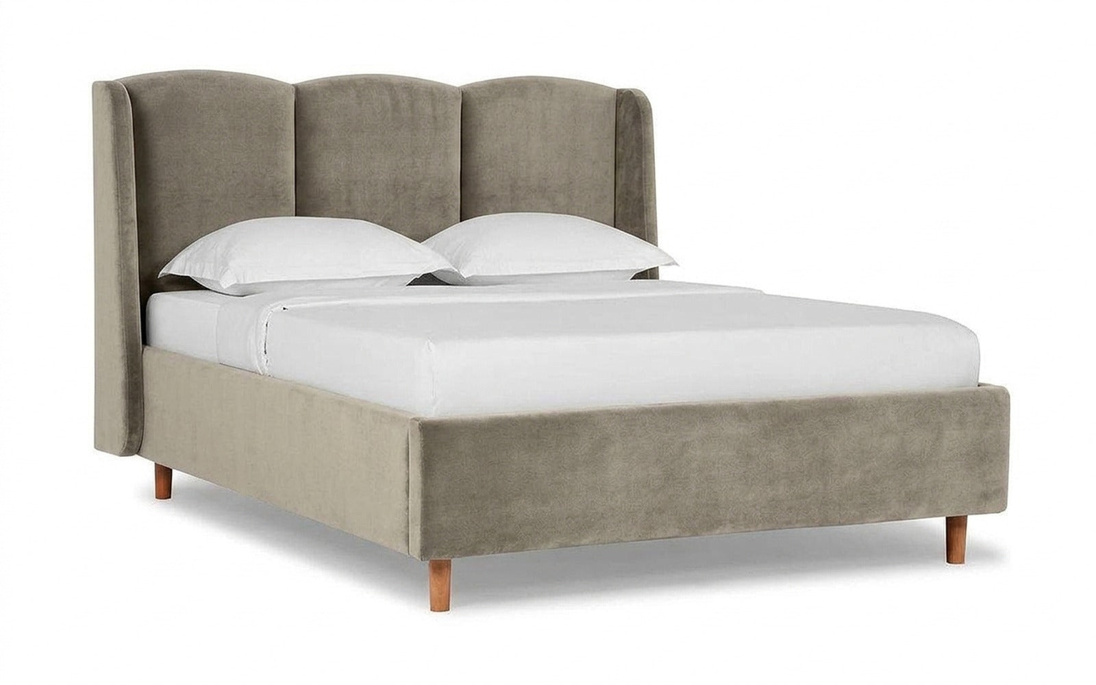 Milora Nova bed in Sky Velvet 03 fabric, product photo on white background