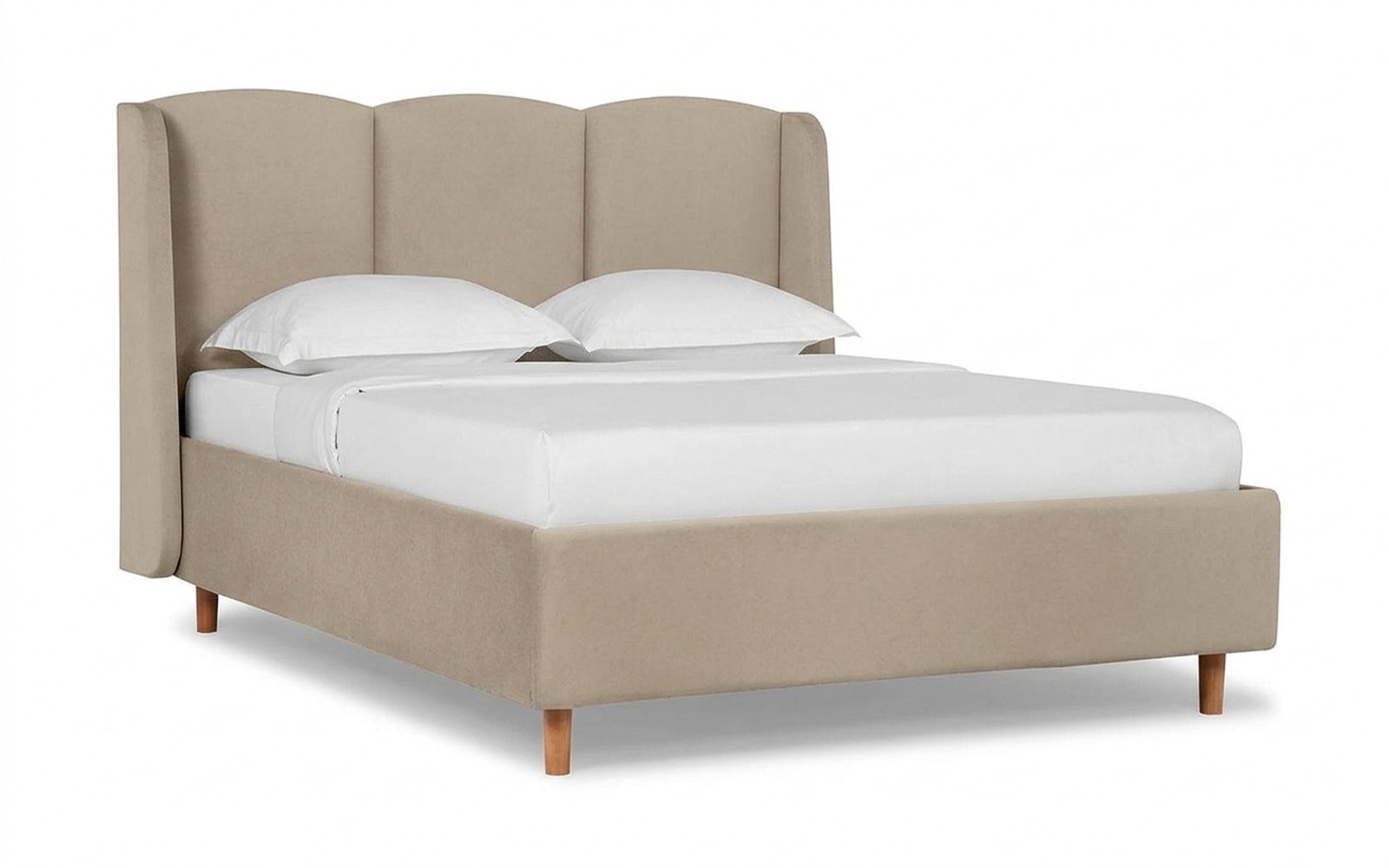 Milora Nova bed in Sky Velvet 21 fabric, product photo on white background