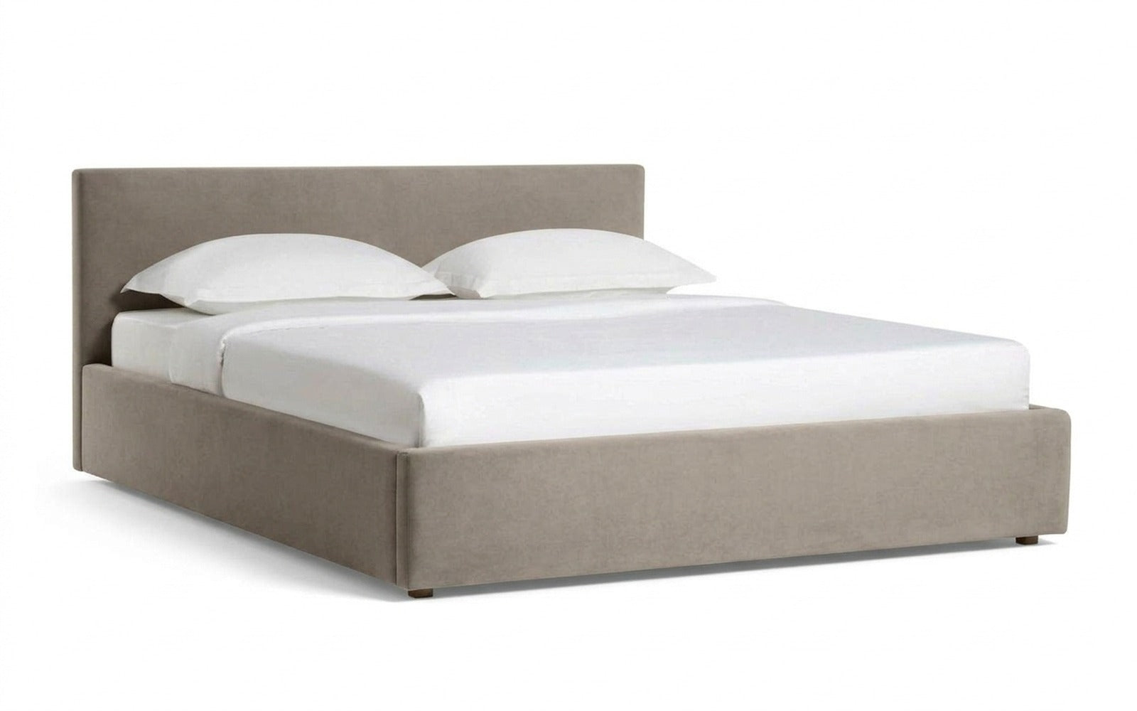 Mira Nova bed in Sky Velvet 21 fabric, product photo on white background