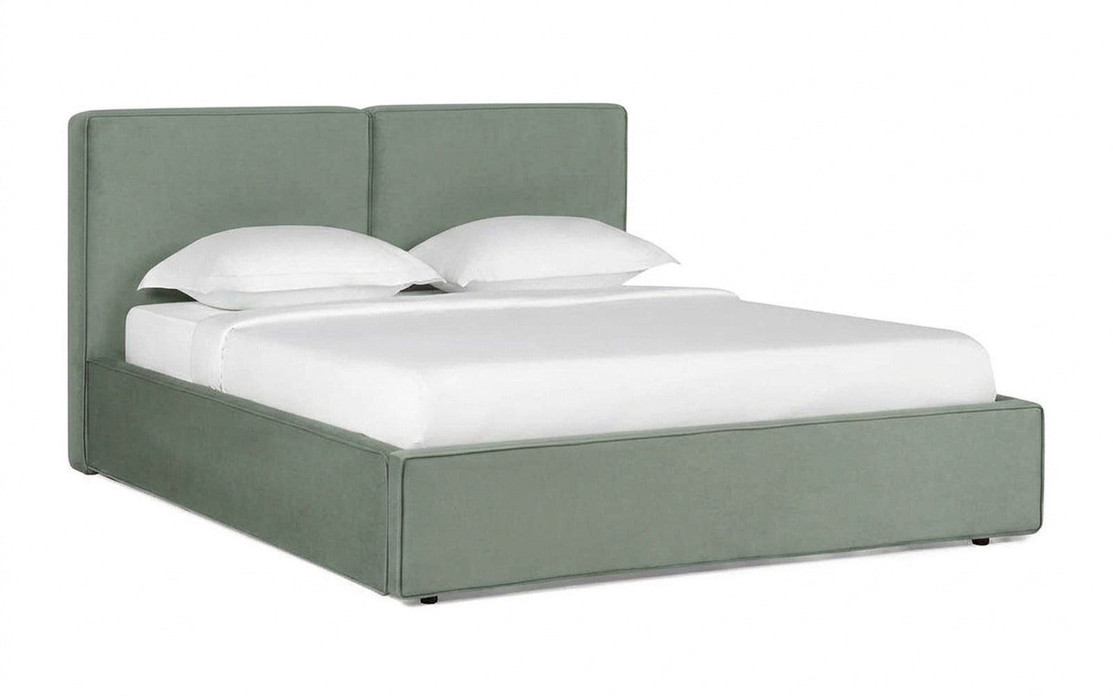 Murrey Nova bed in Casanova Celadon fabric, product photo on white background