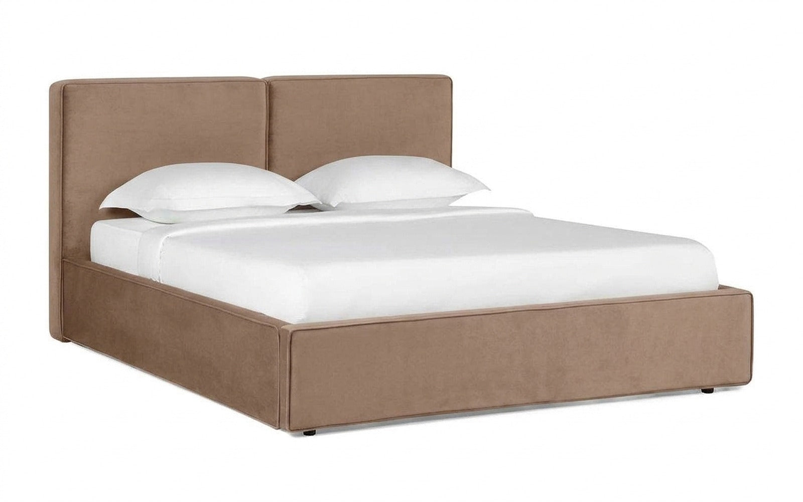 Murrey Nova bed in Casanova Stone fabric, product photo on white background