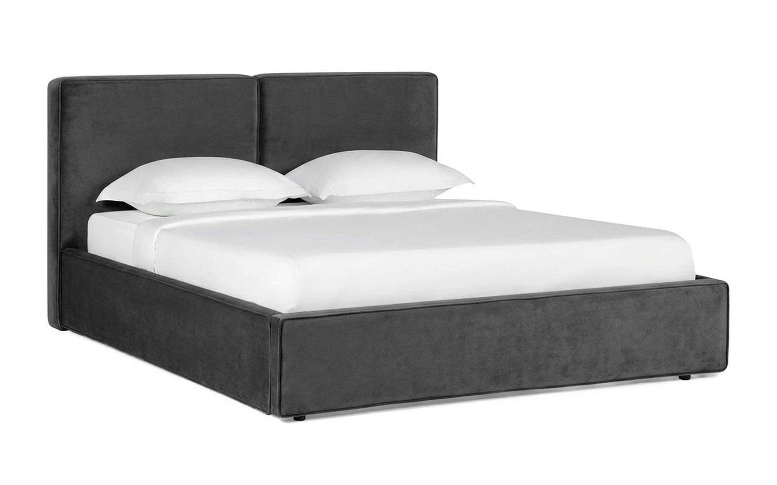 Murrey Nova bed in Shammy Frosty fabric, product photo on white background