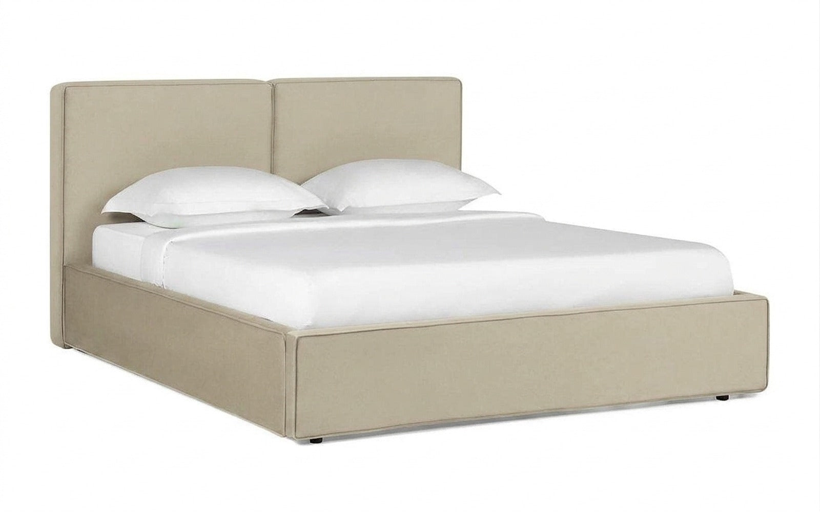 Murrey Nova bed in Sky Velvet 03 fabric, product photo on white background