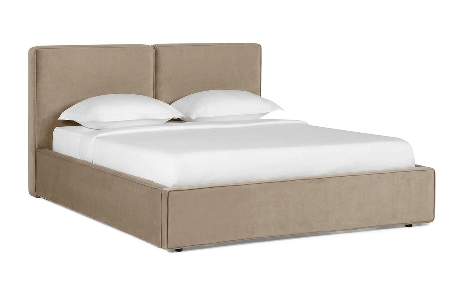 Murrey Nova bed in Sky Velvet 21 fabric, product photo on white background