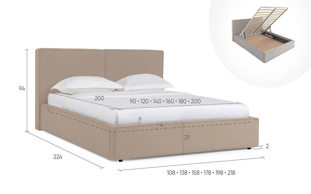 Murrey Nova bed, product photo on white background, view 2