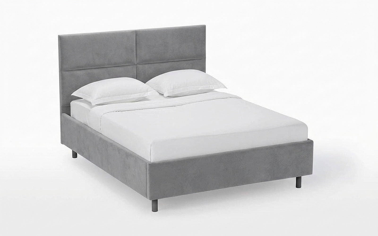 Orlando Nova bed in Sky Velvet 08 fabric, product photo on white background