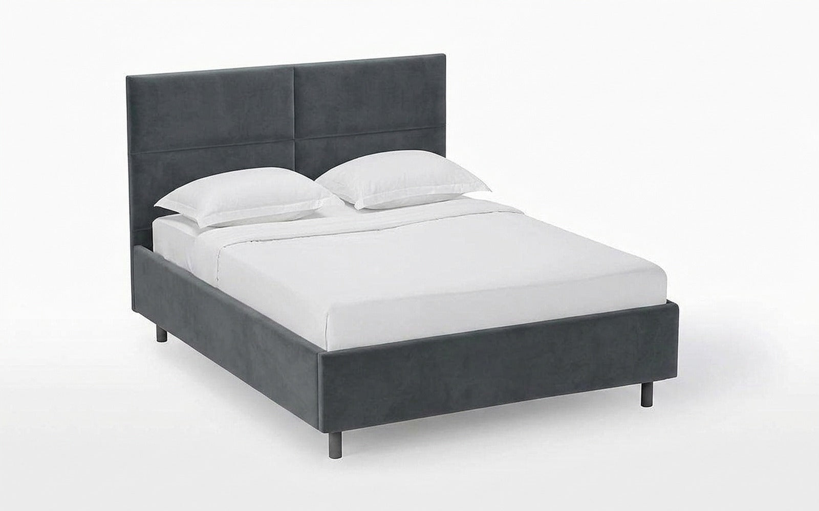 Orlando Nova bed in Sky Velvet 16 fabric, product photo on white background