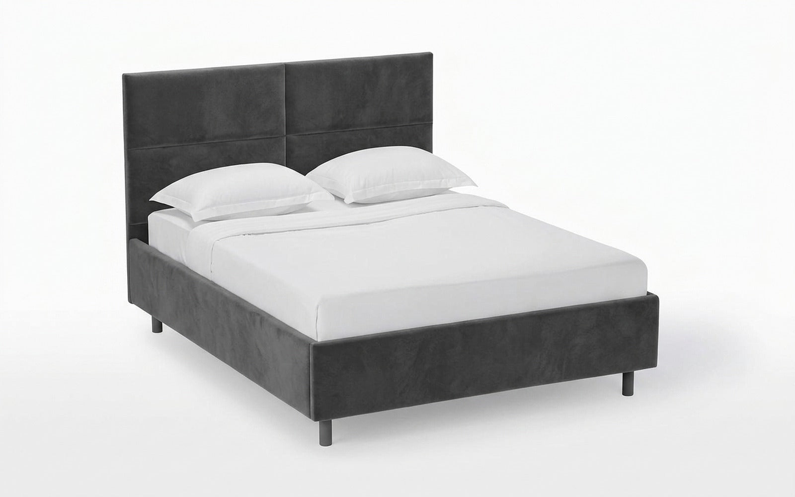 Orlando Nova bed in Sky Velvet 38 fabric, product photo on white background